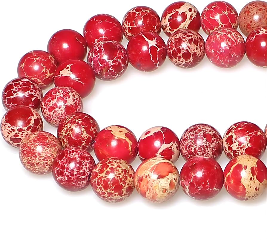 Red Imperial Jasper Necklace with Carved Bone Pendant