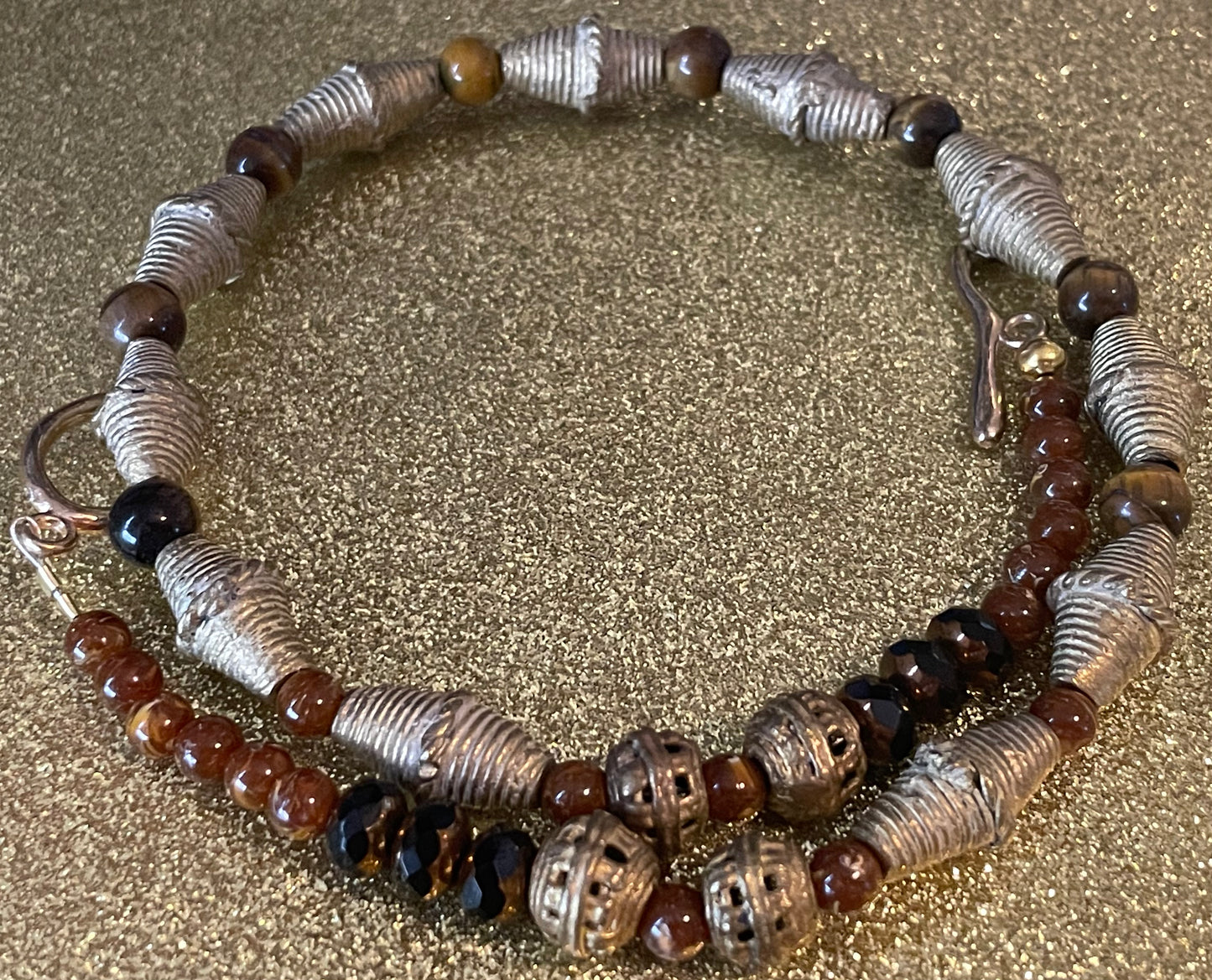 Brass and Tiger Eye Necklace