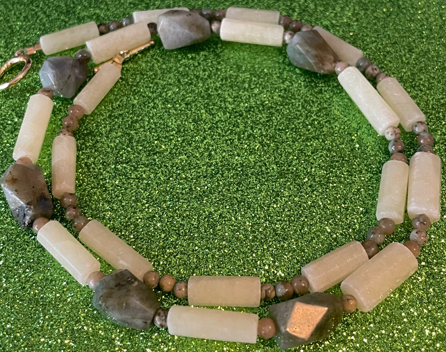 Faceted Labradorite and Agate Necklace
