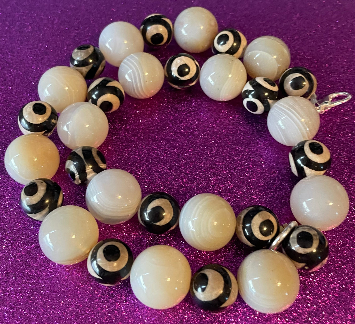 Italian Onyx and Dzi Statement Necklace
