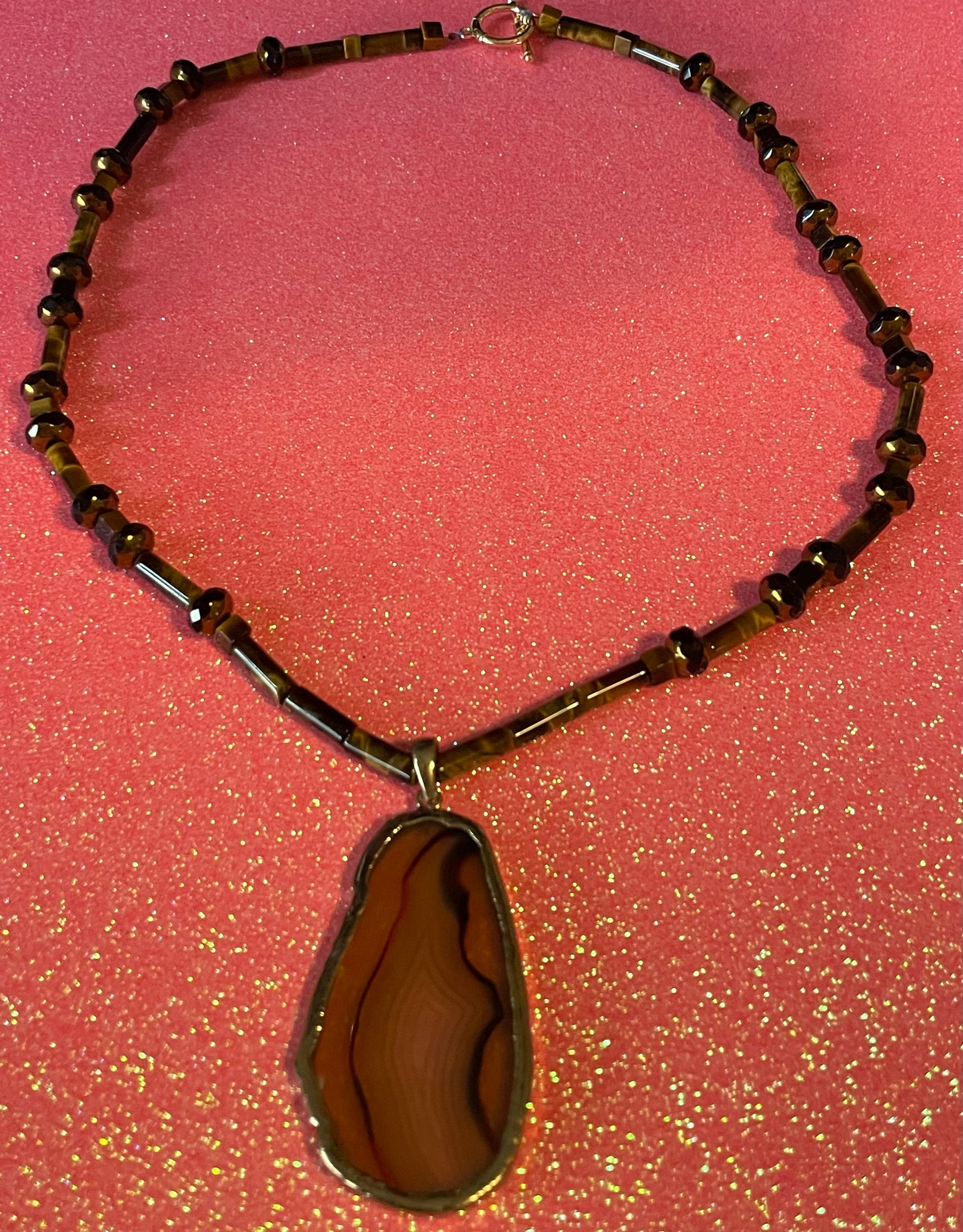 Brown Agate and Tiger Eye Necklace