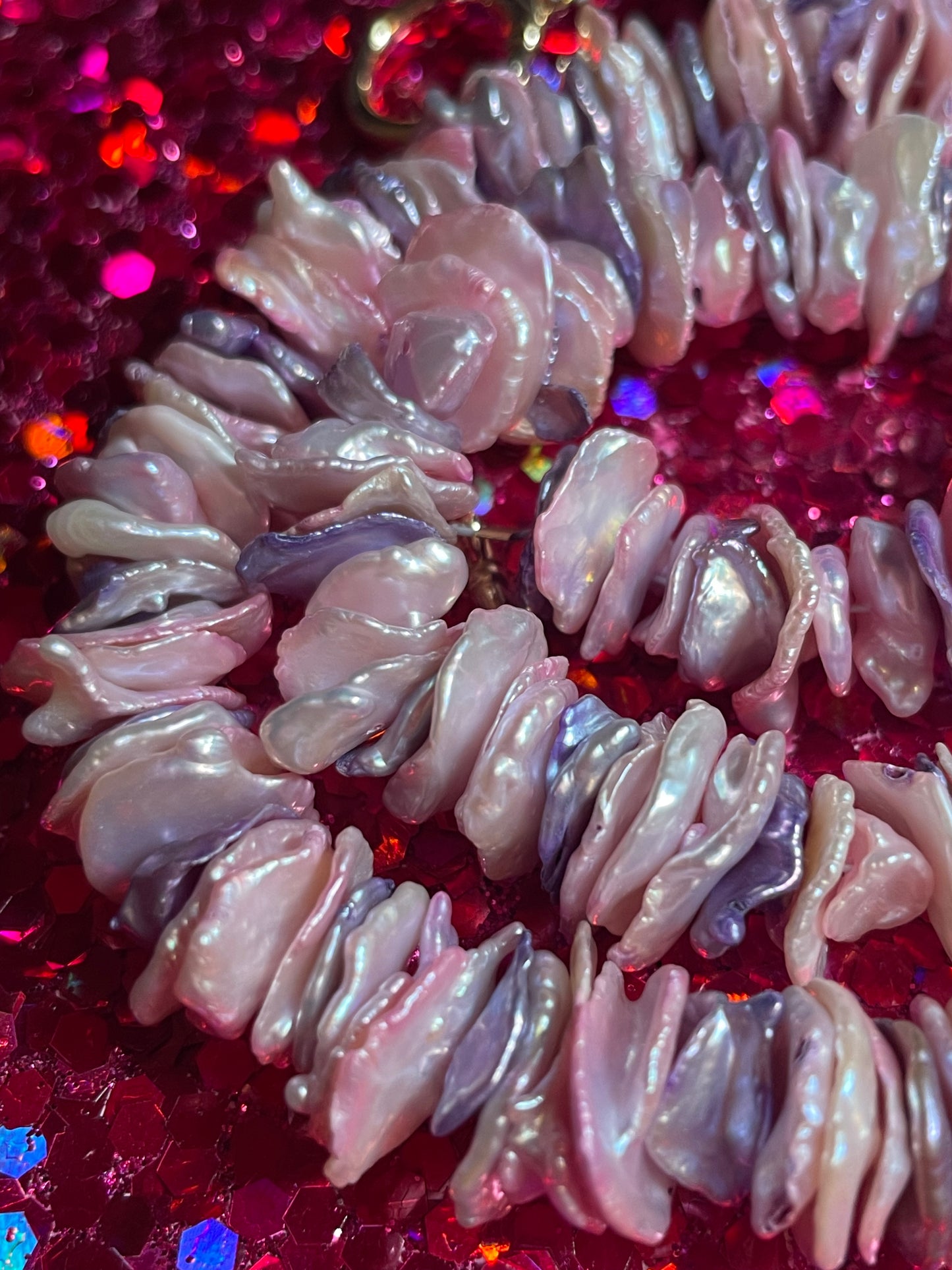 Pink and Purple Heishi Pearl Necklace