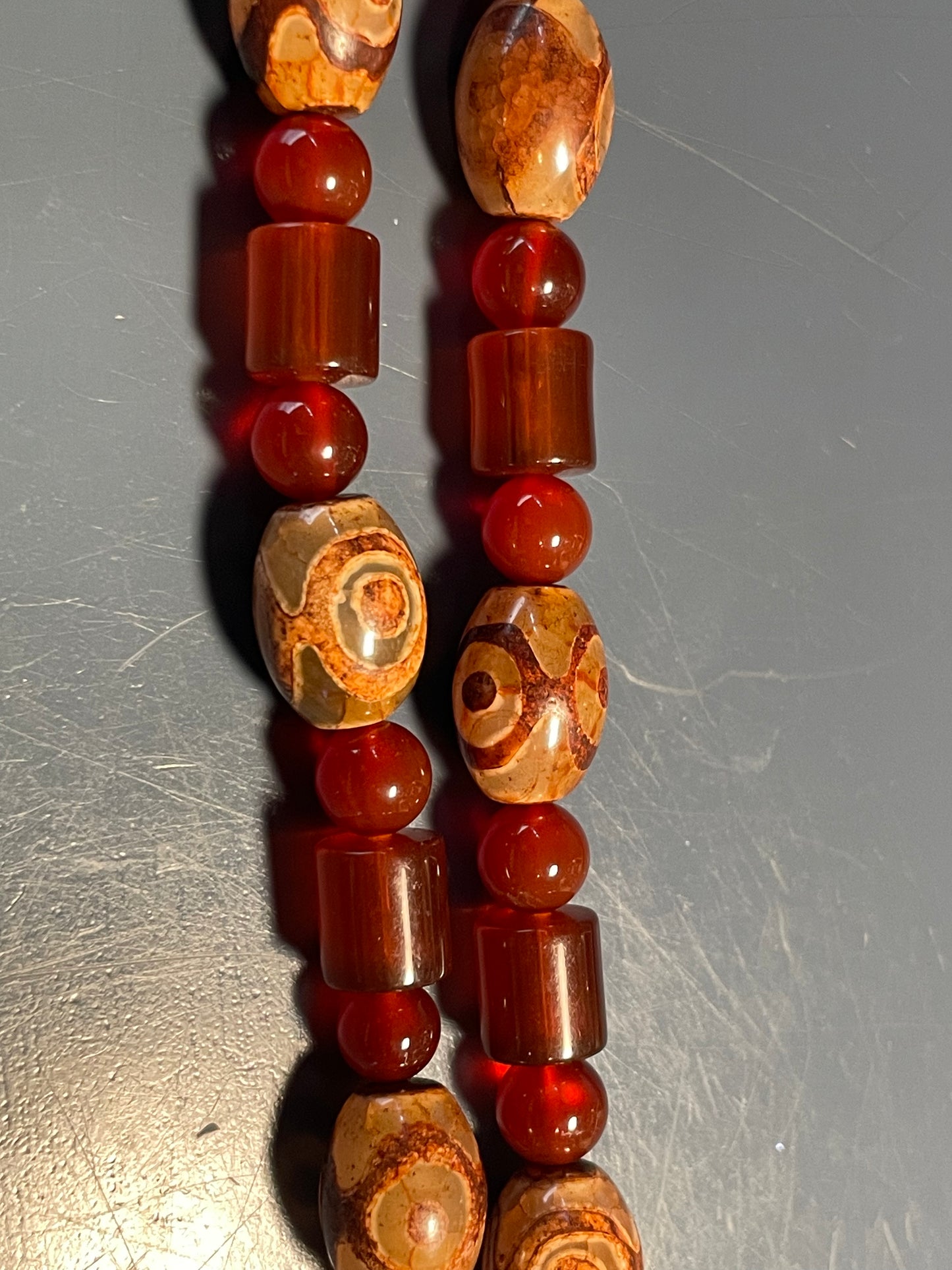 Carnelian and Dzi Necklace