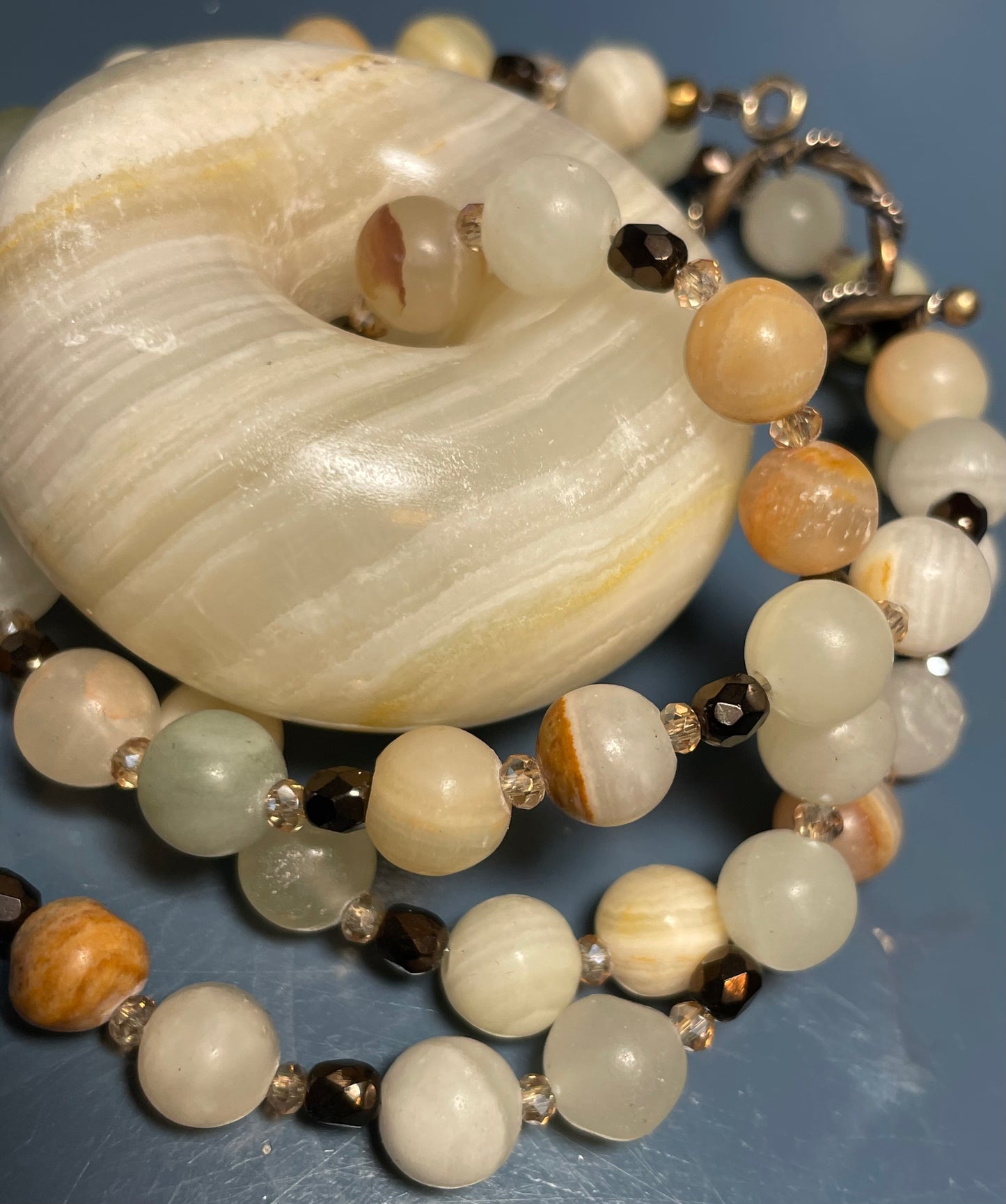 Italian Onyx and Crystal Necklace