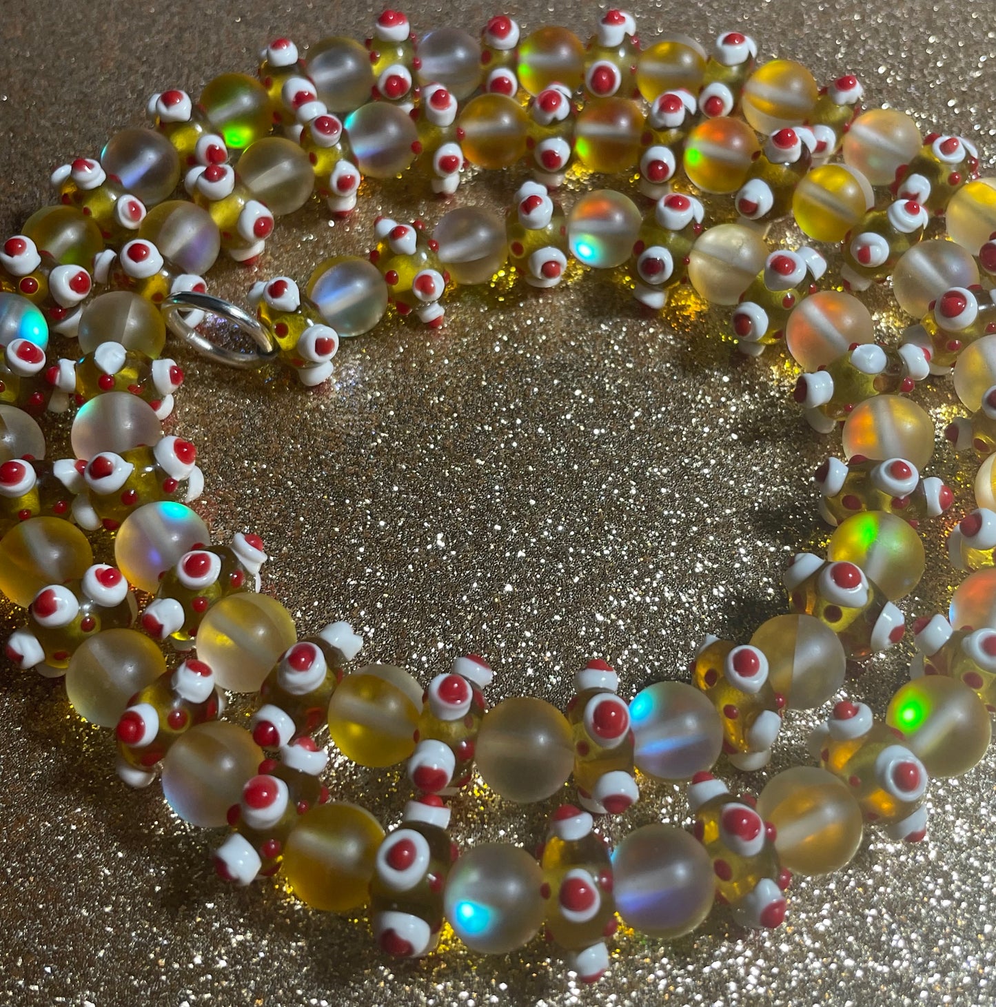 All Glass Necklace in Yellow and Red