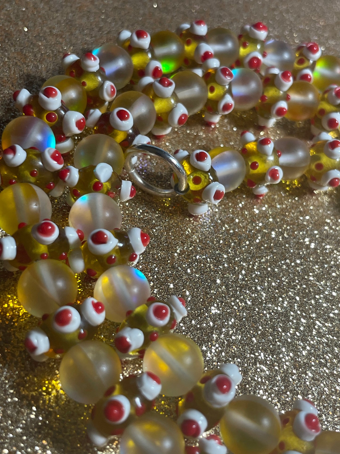 All Glass Necklace in Yellow and Red