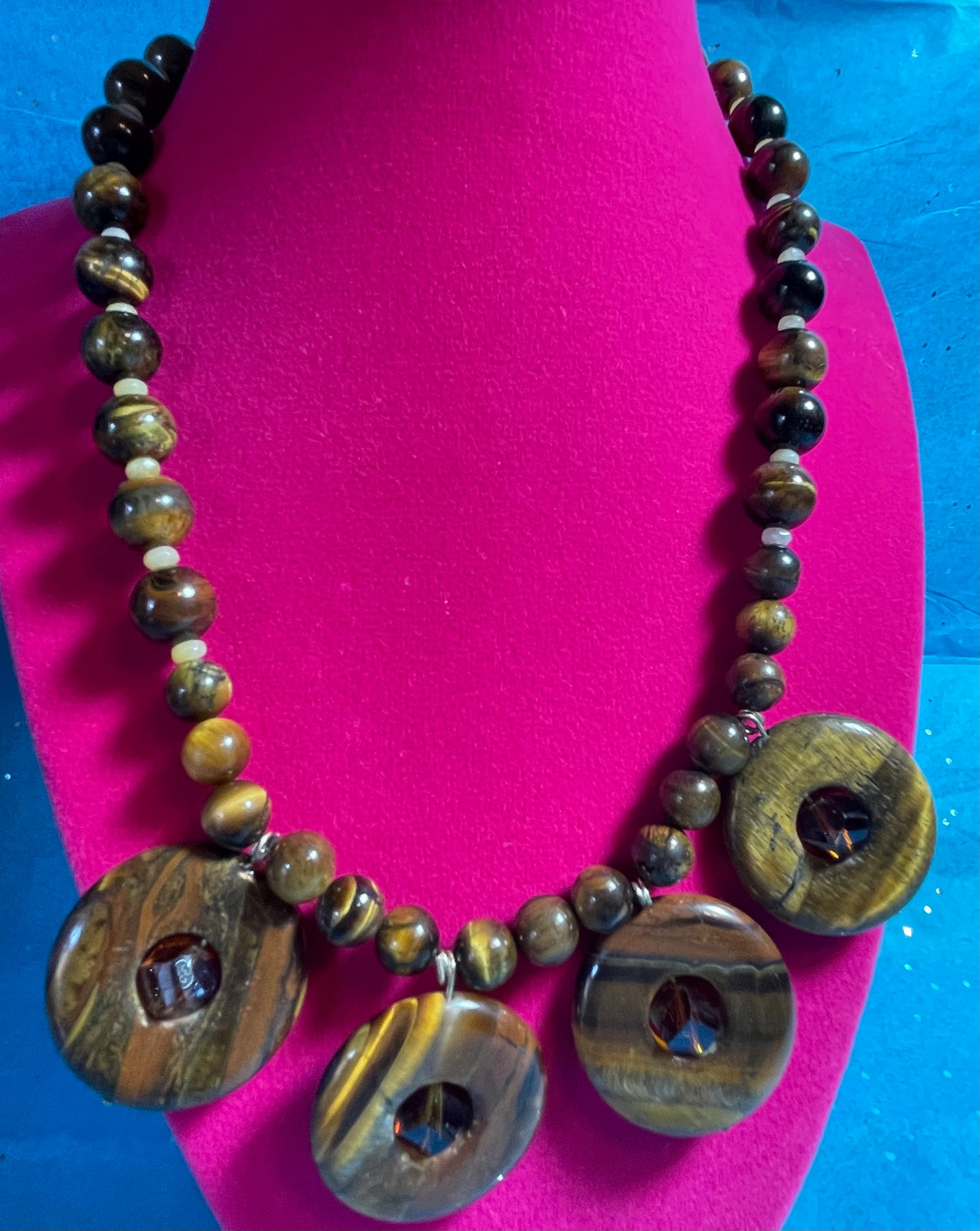 Tiger Eye and Crystal Necklace