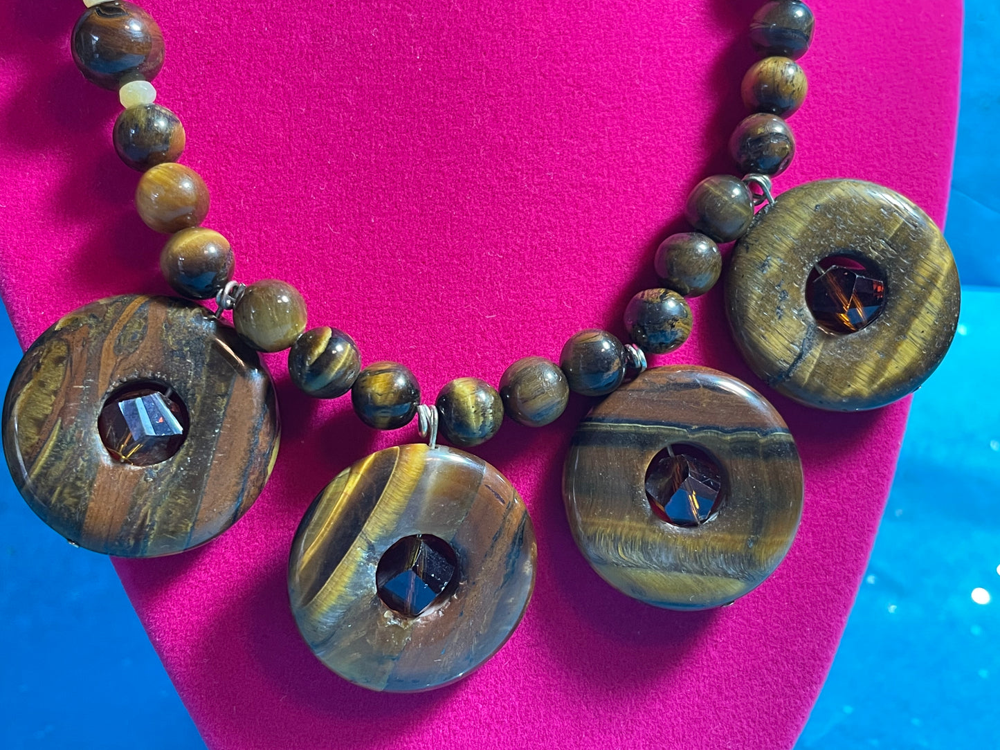 Tiger Eye and Crystal Necklace