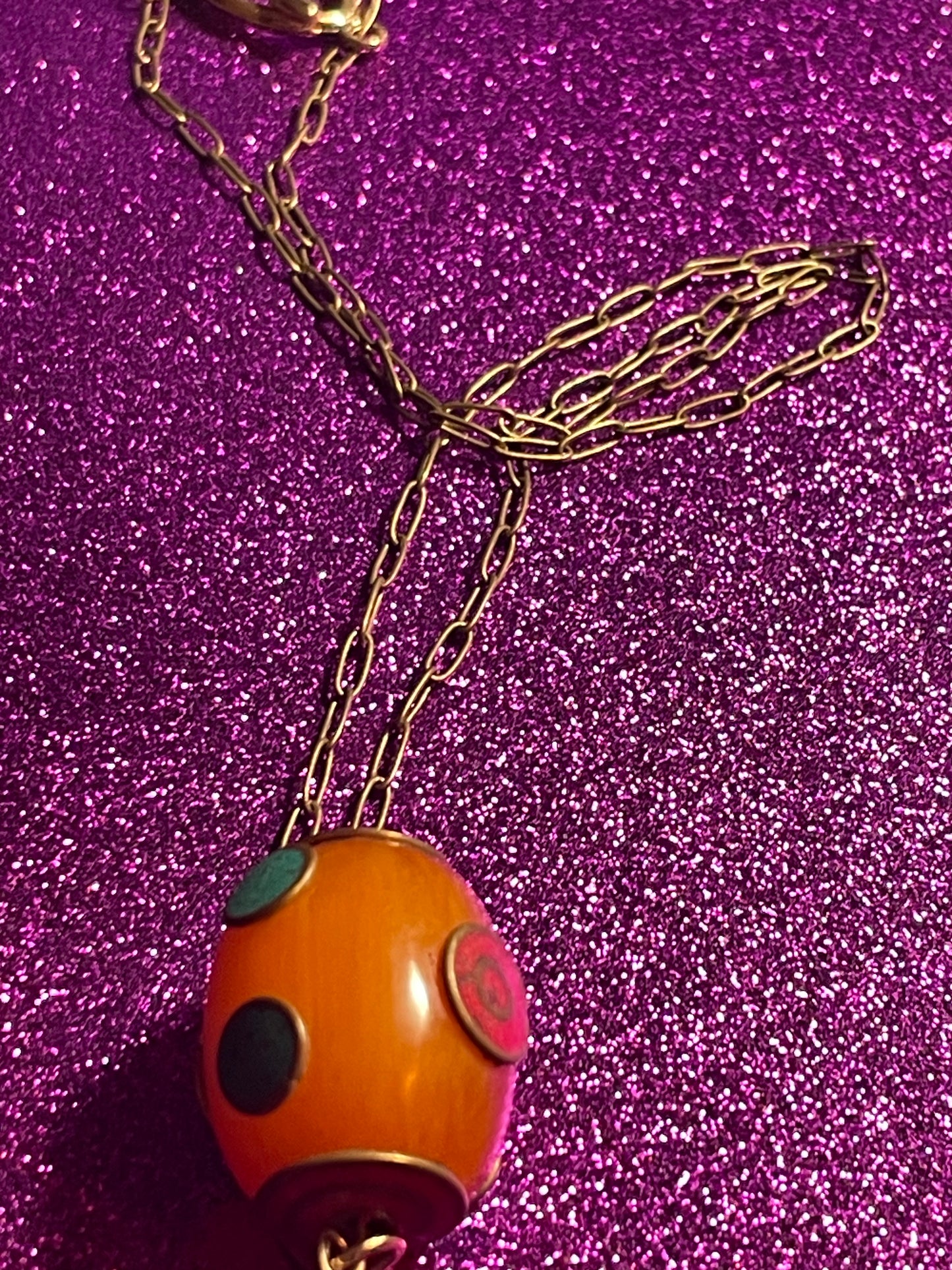 Tibetan Amber Pendant Necklace