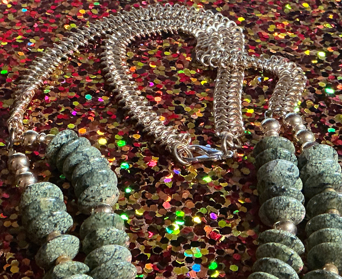 Gold Filled Serpentine Stone Necklace