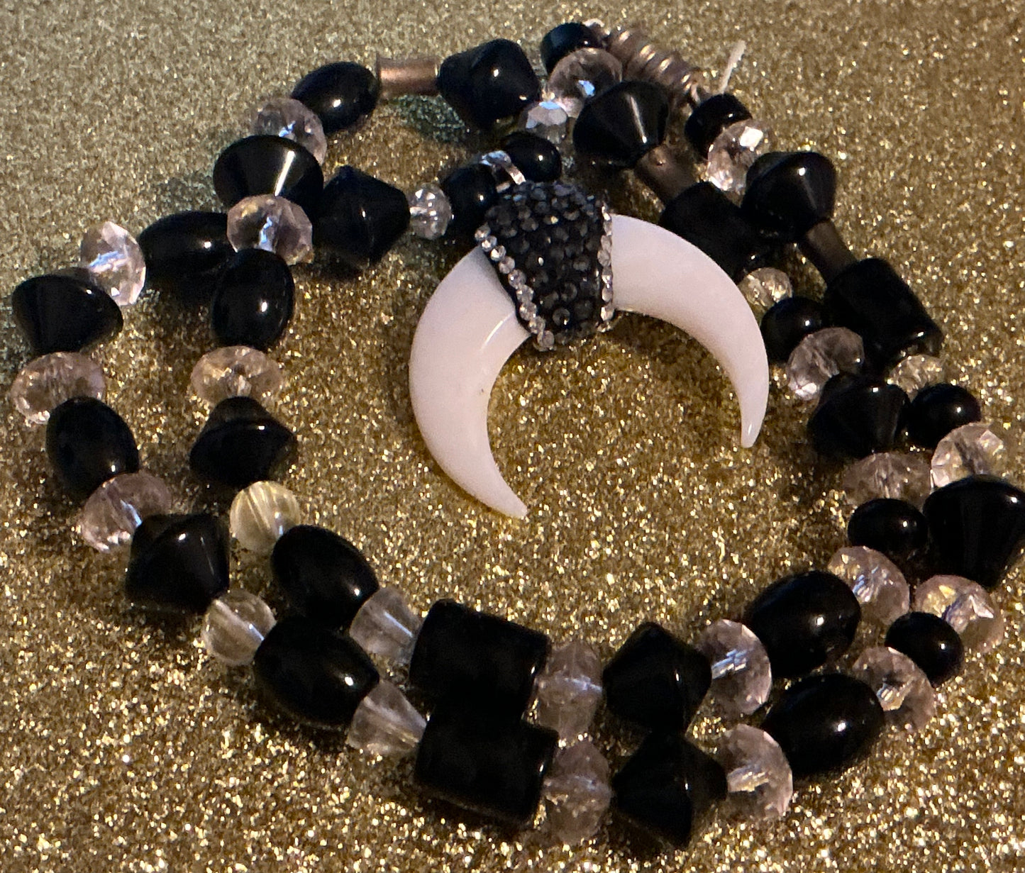 Mother of Pearl Crescent with Marcasite Necklace
