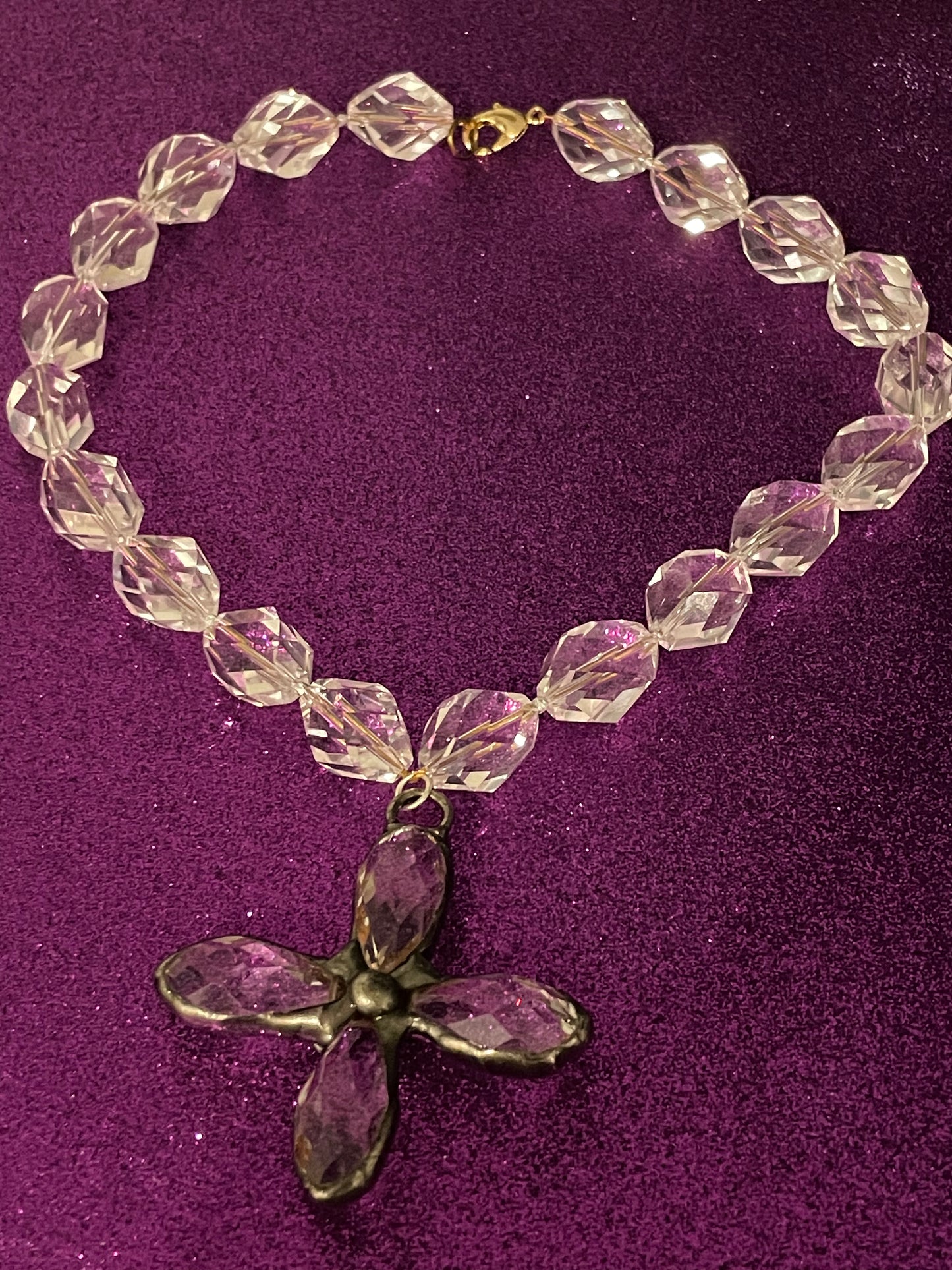 Swarovski Necklace with Glass Flower Pendant