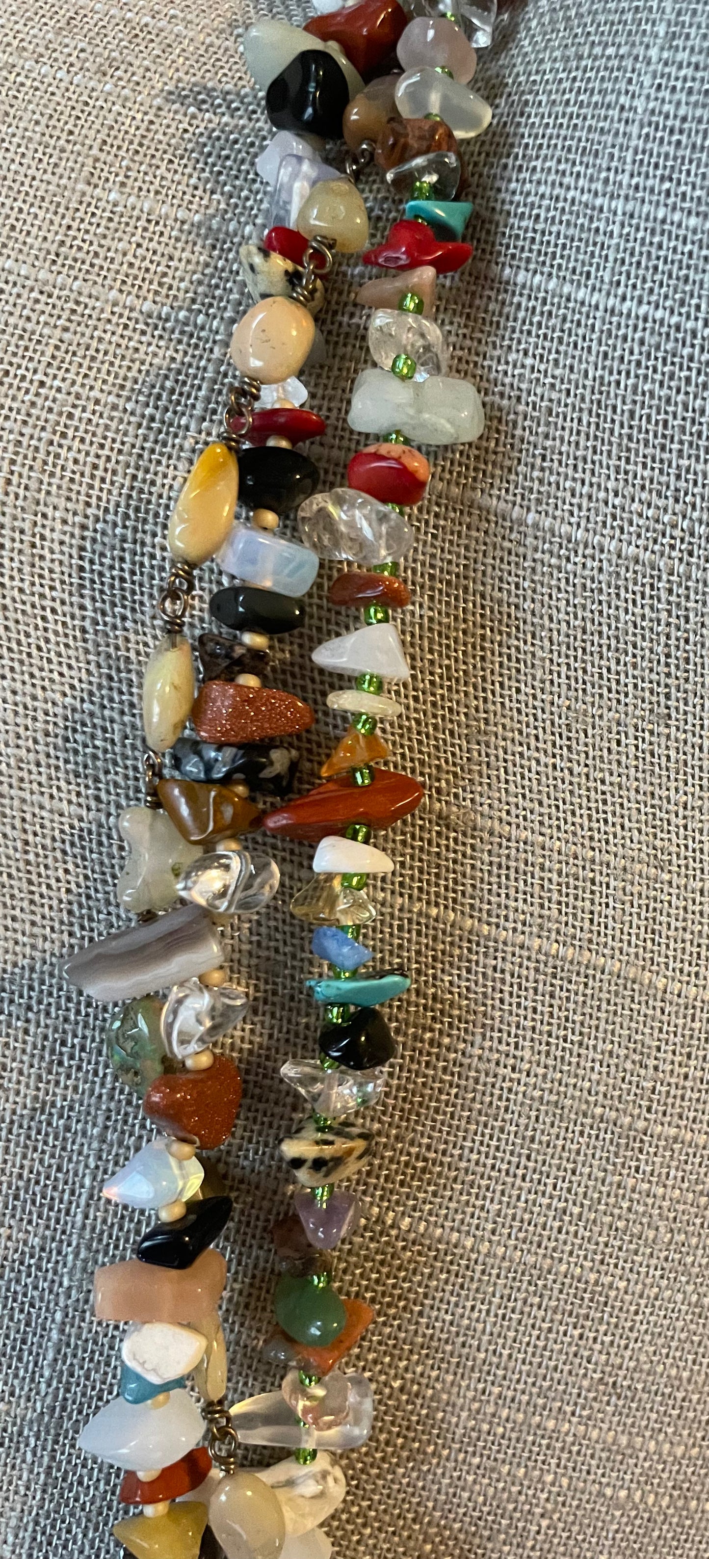 Triple Strand Semi-Precious Chip Necklace