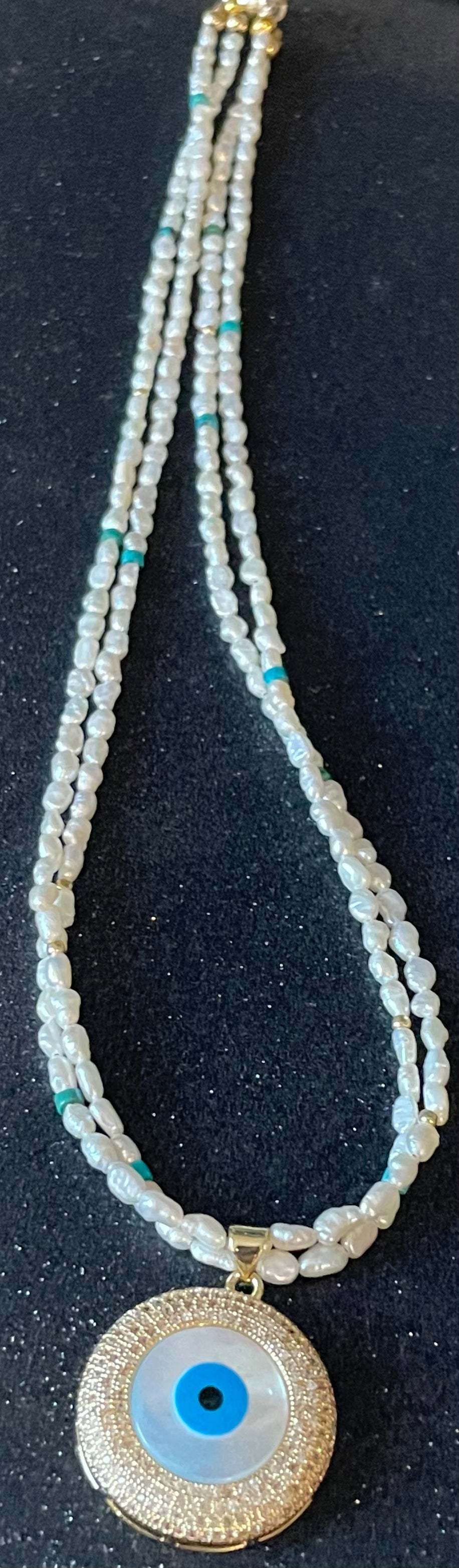 Mother of Pearl Nazar/Evil Eye Necklace