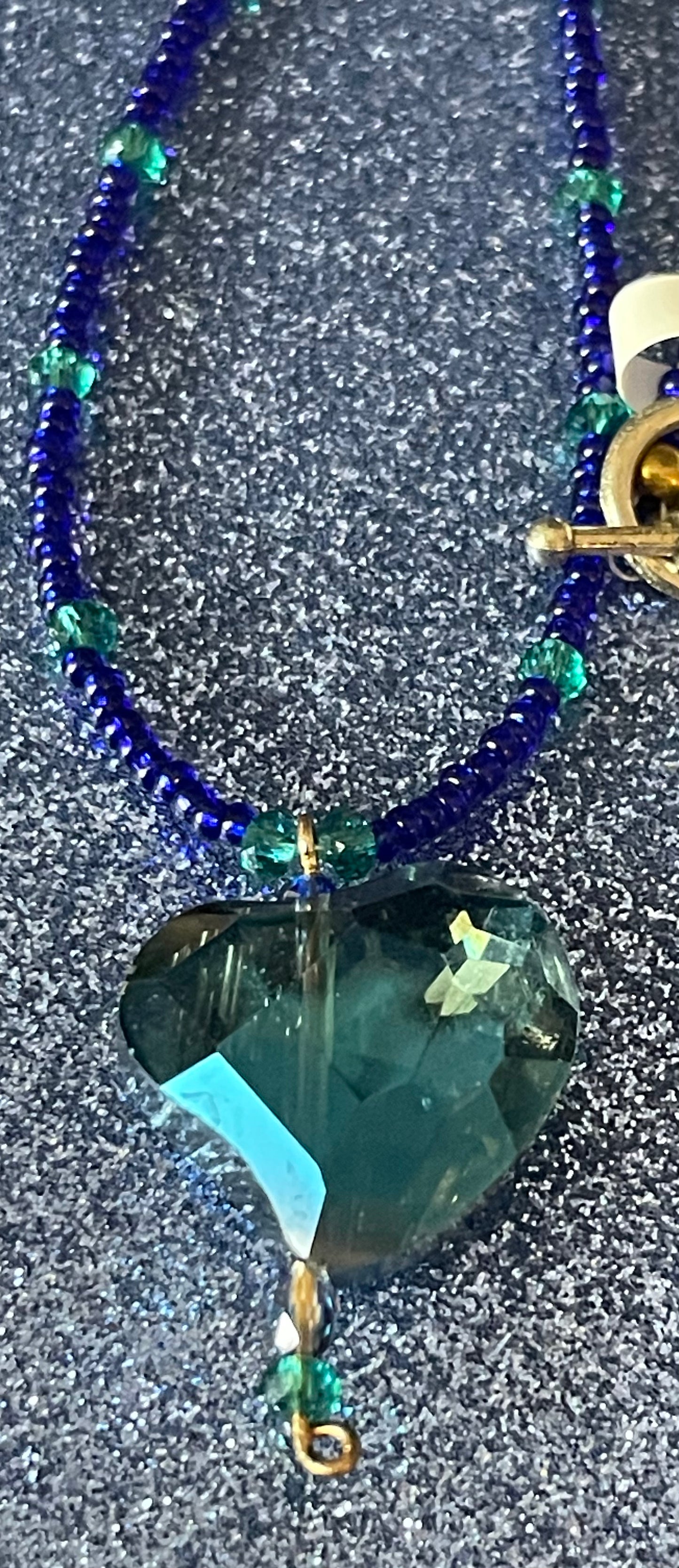 Blue Crystal Heart Necklace