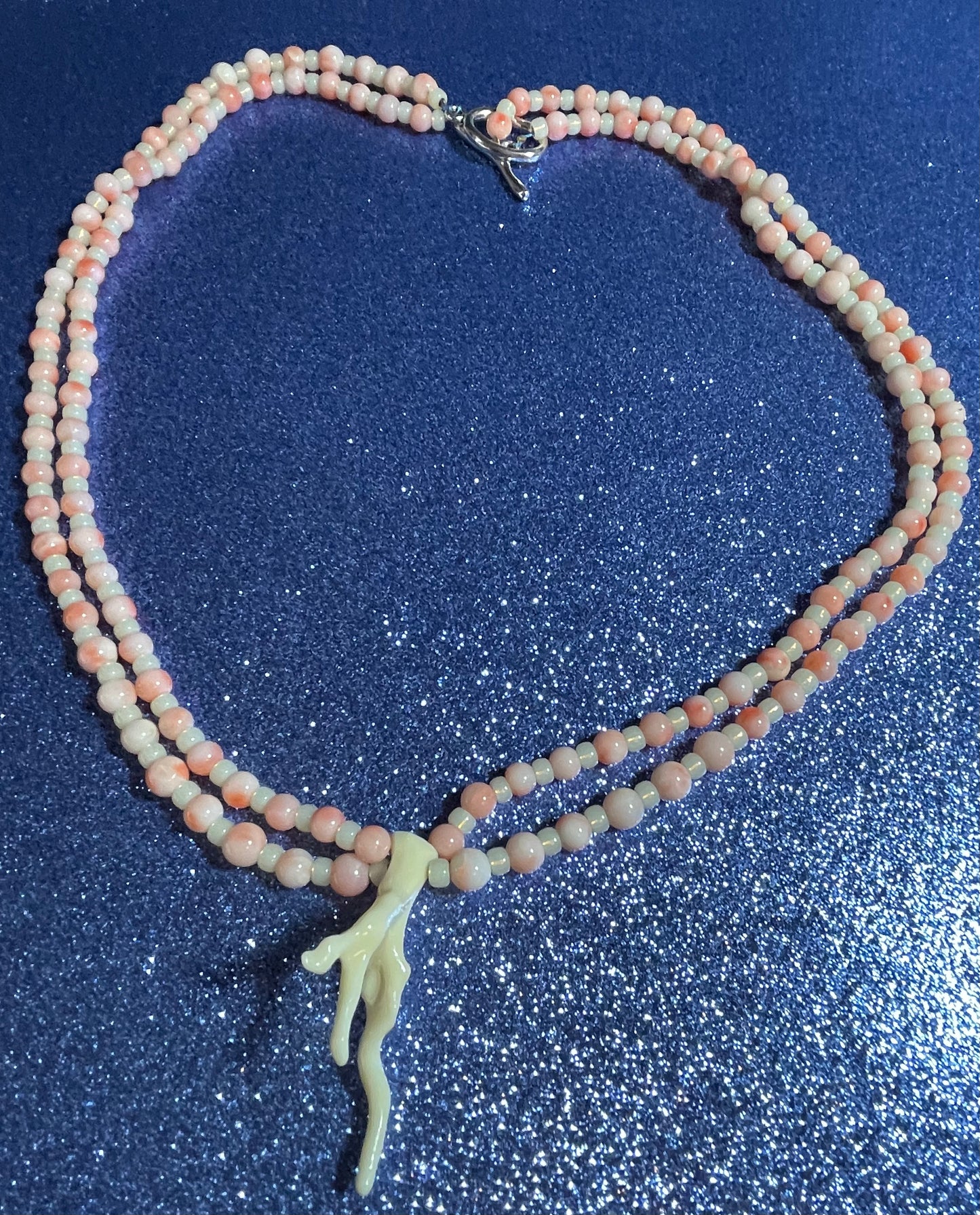 Angel Skin Coral Double-Strand Necklace
