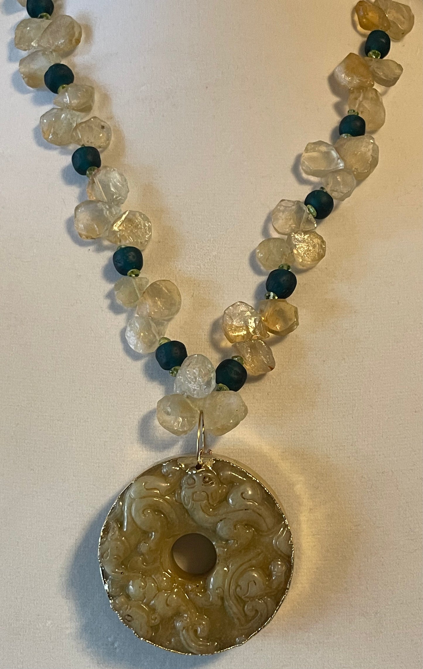 Jade and Citrine Statement Necklace