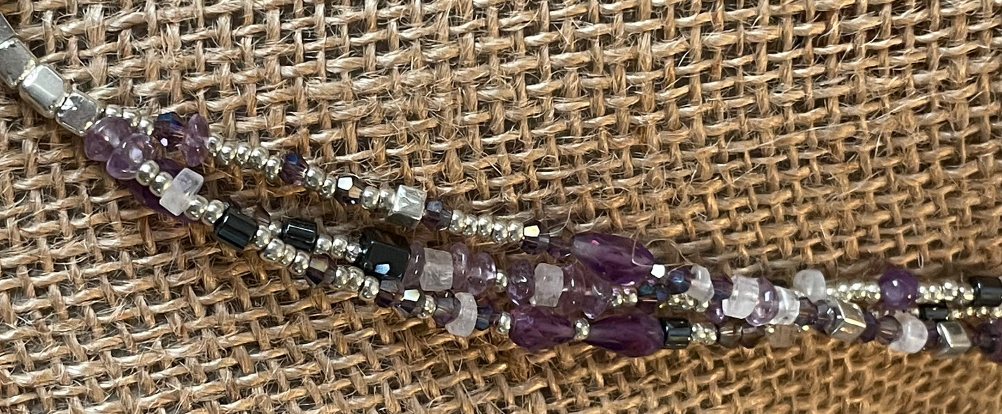 Rhinestone Shield with Amethyst Pendant Necklace