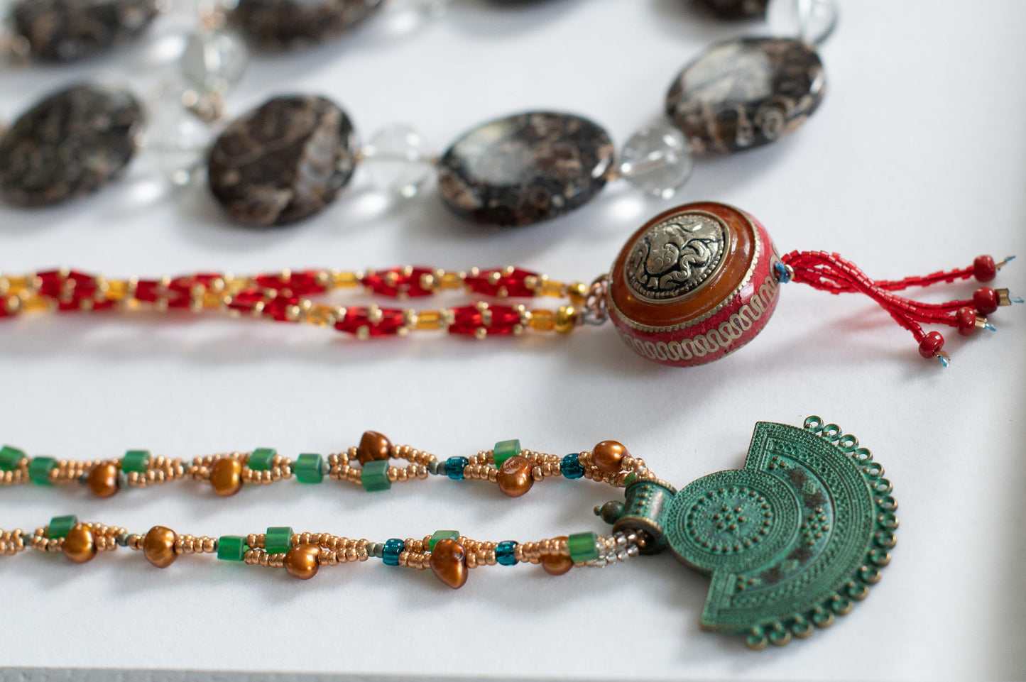 Turritella Agate Statement Necklace