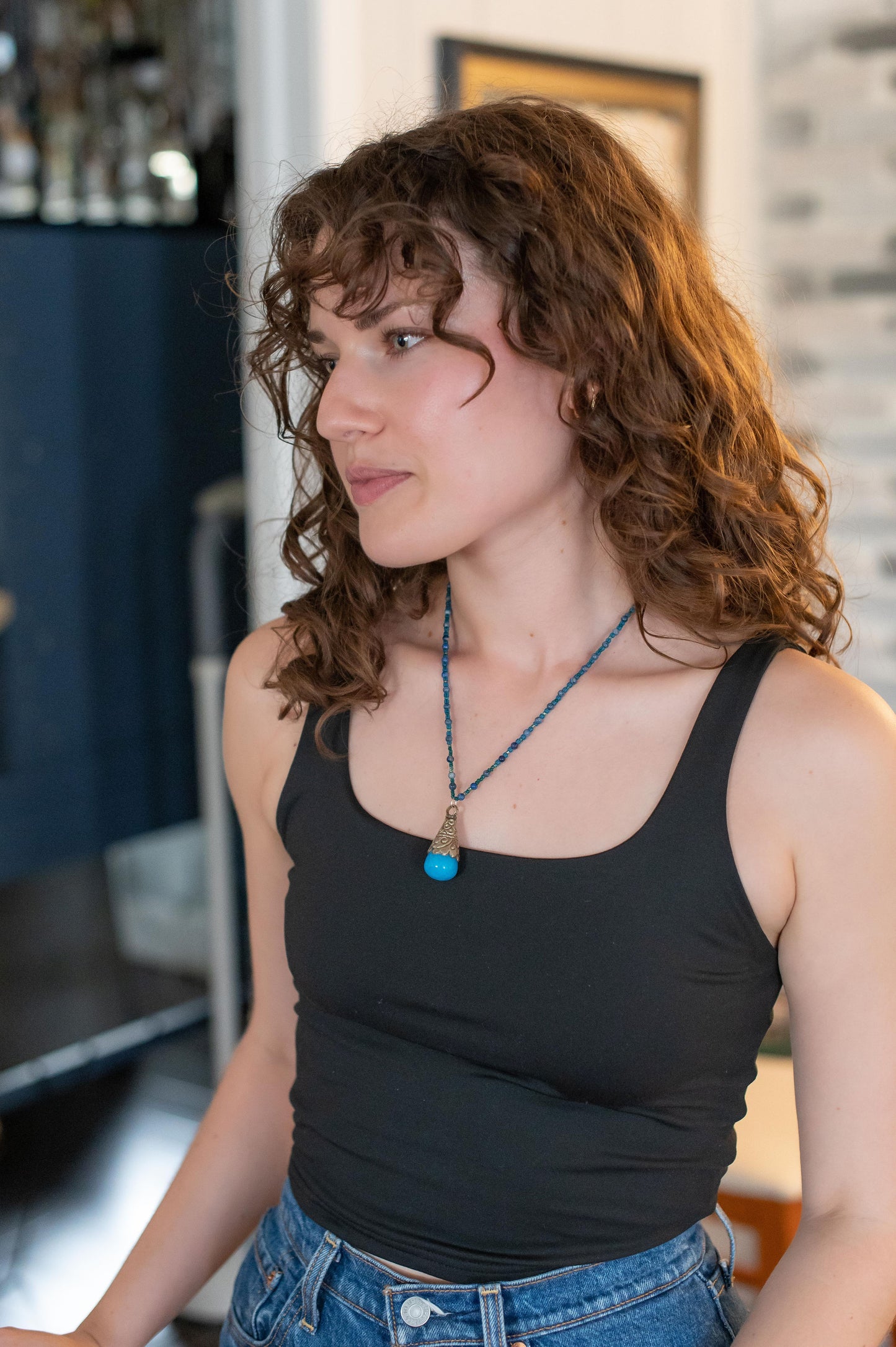 Blue Tibetan Pendant Necklace with Sodalite Accents