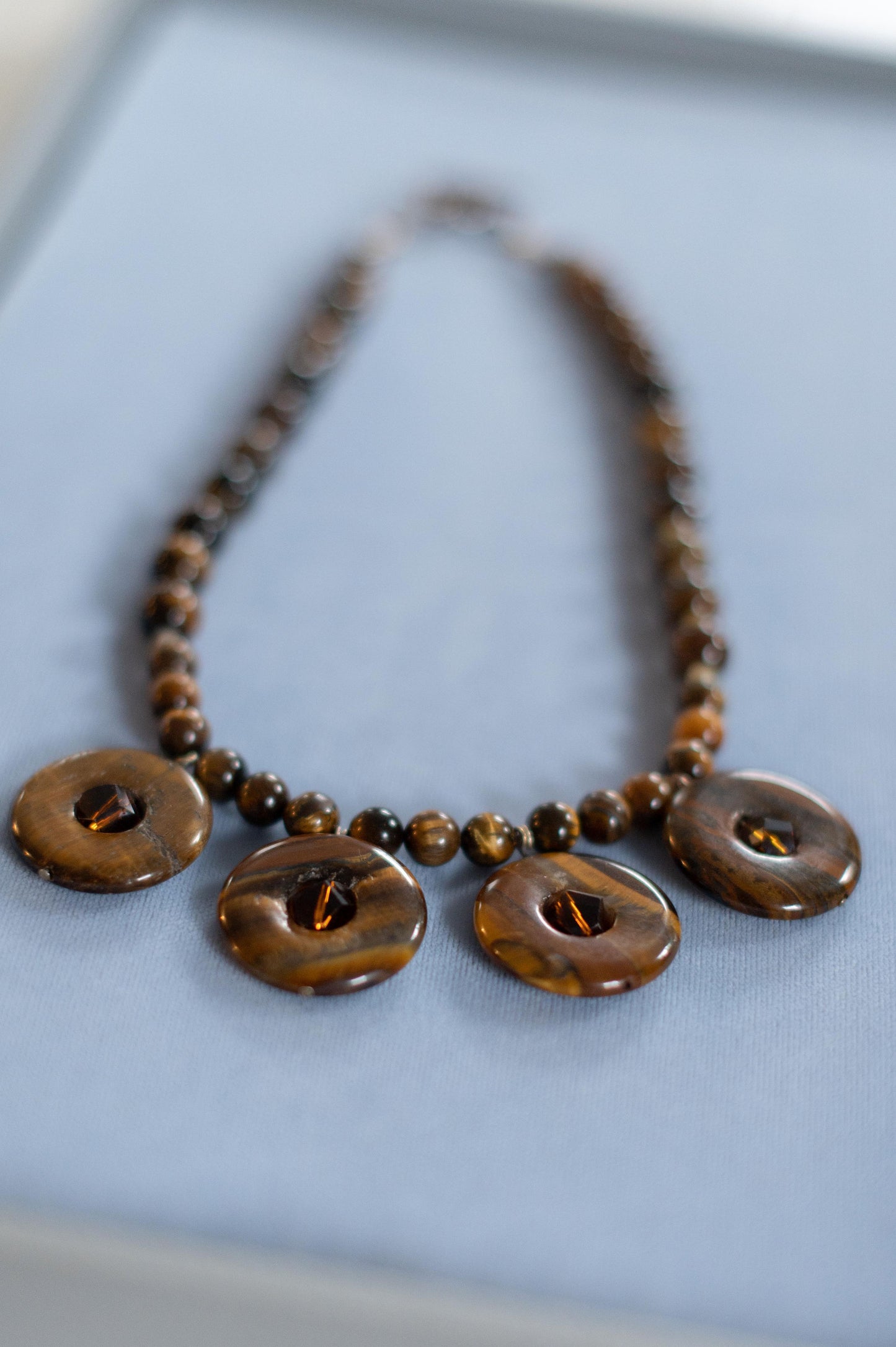 Tiger Eye and Crystal Necklace