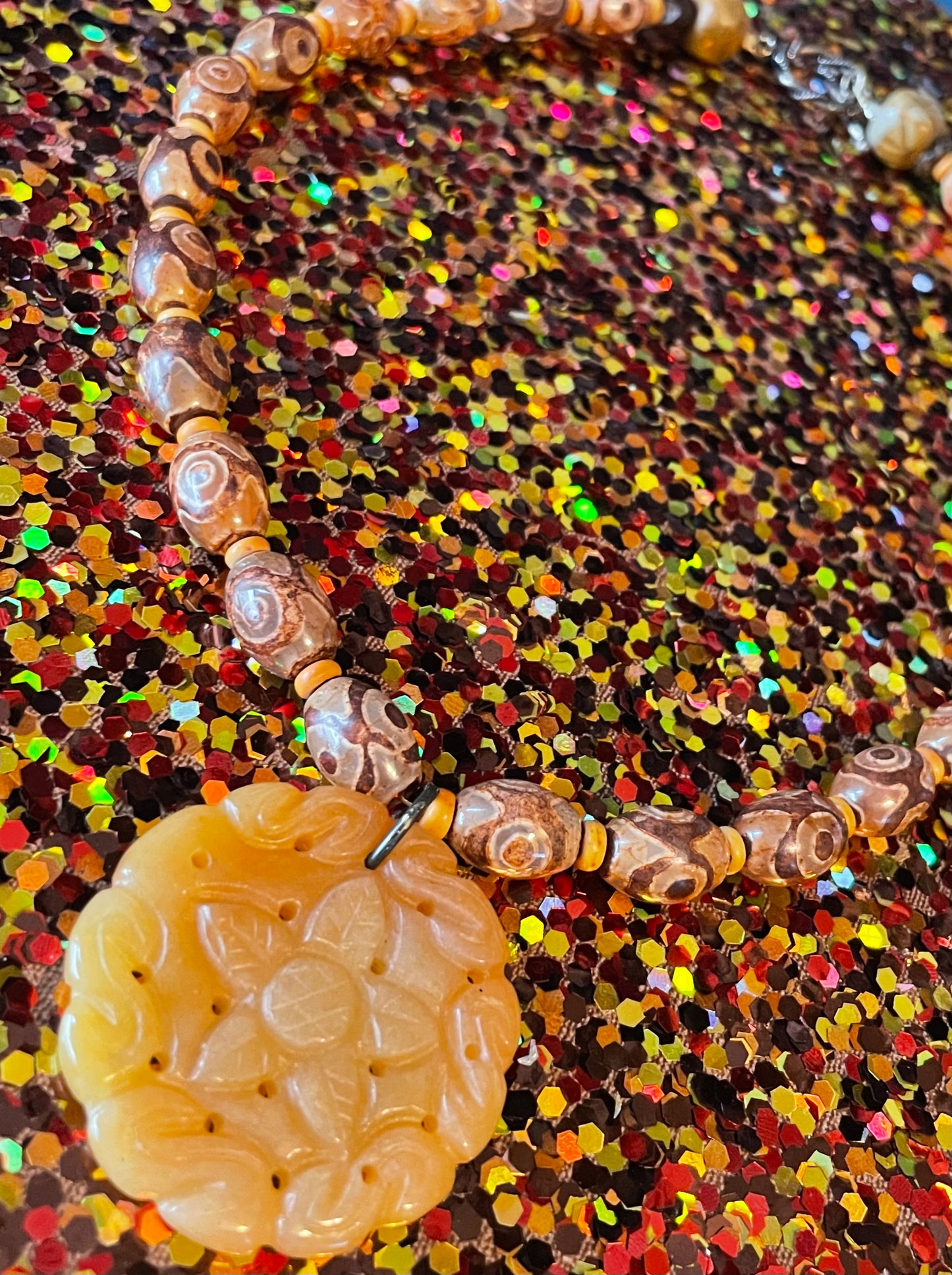 Carnelian and Dzi Necklace