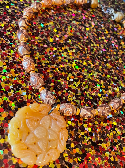 Carnelian and Dzi Necklace