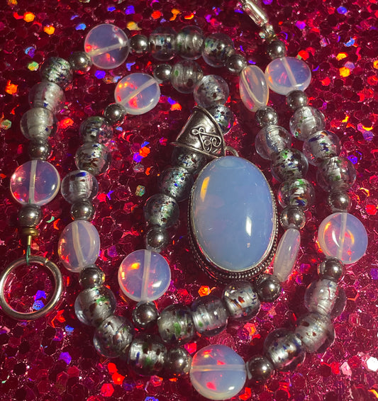 Moonstone and Glass Necklace