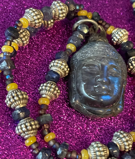 Labradorite Buddha necklace