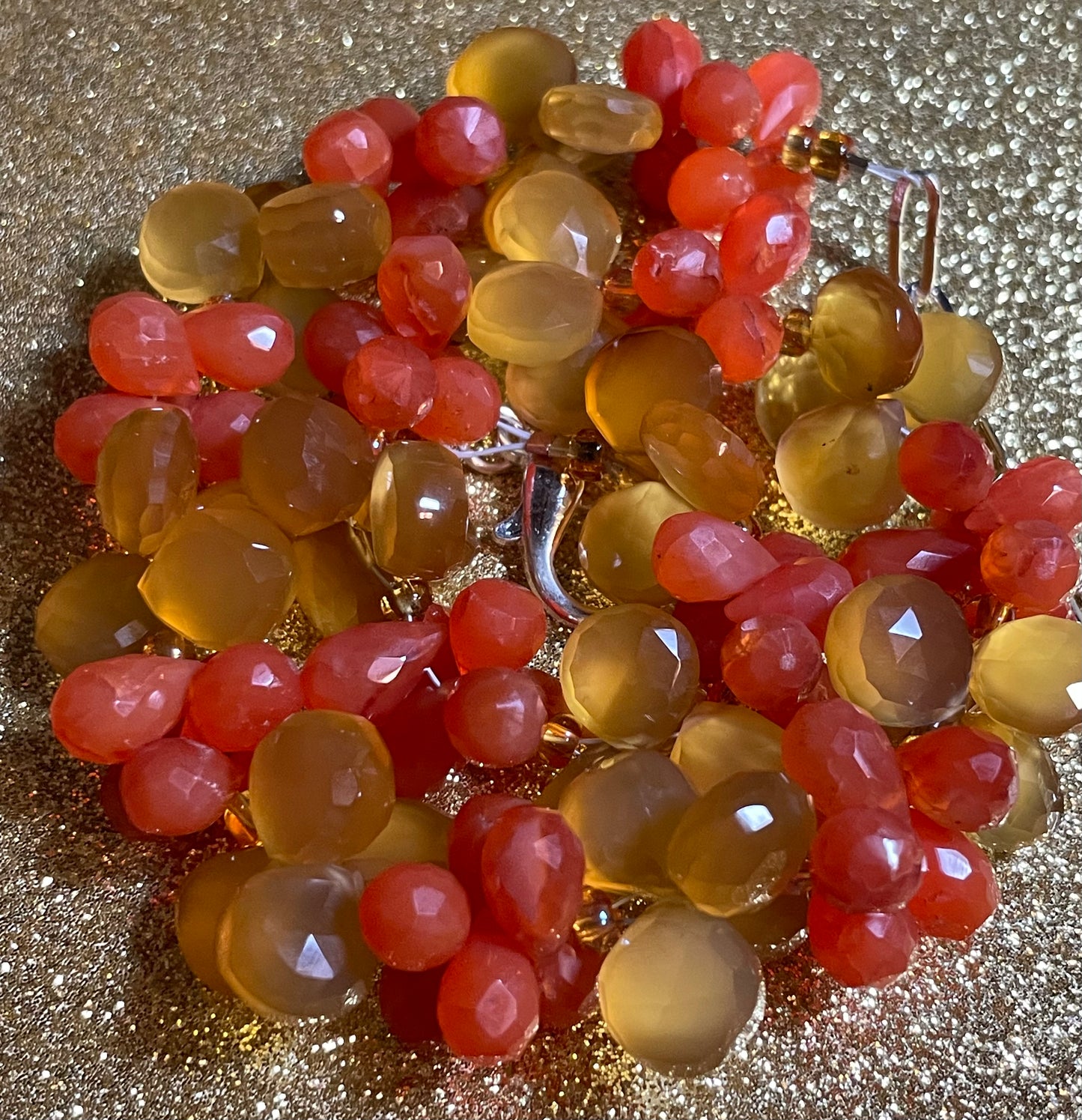 Orange Carnelian and Citrine Drop Necklace