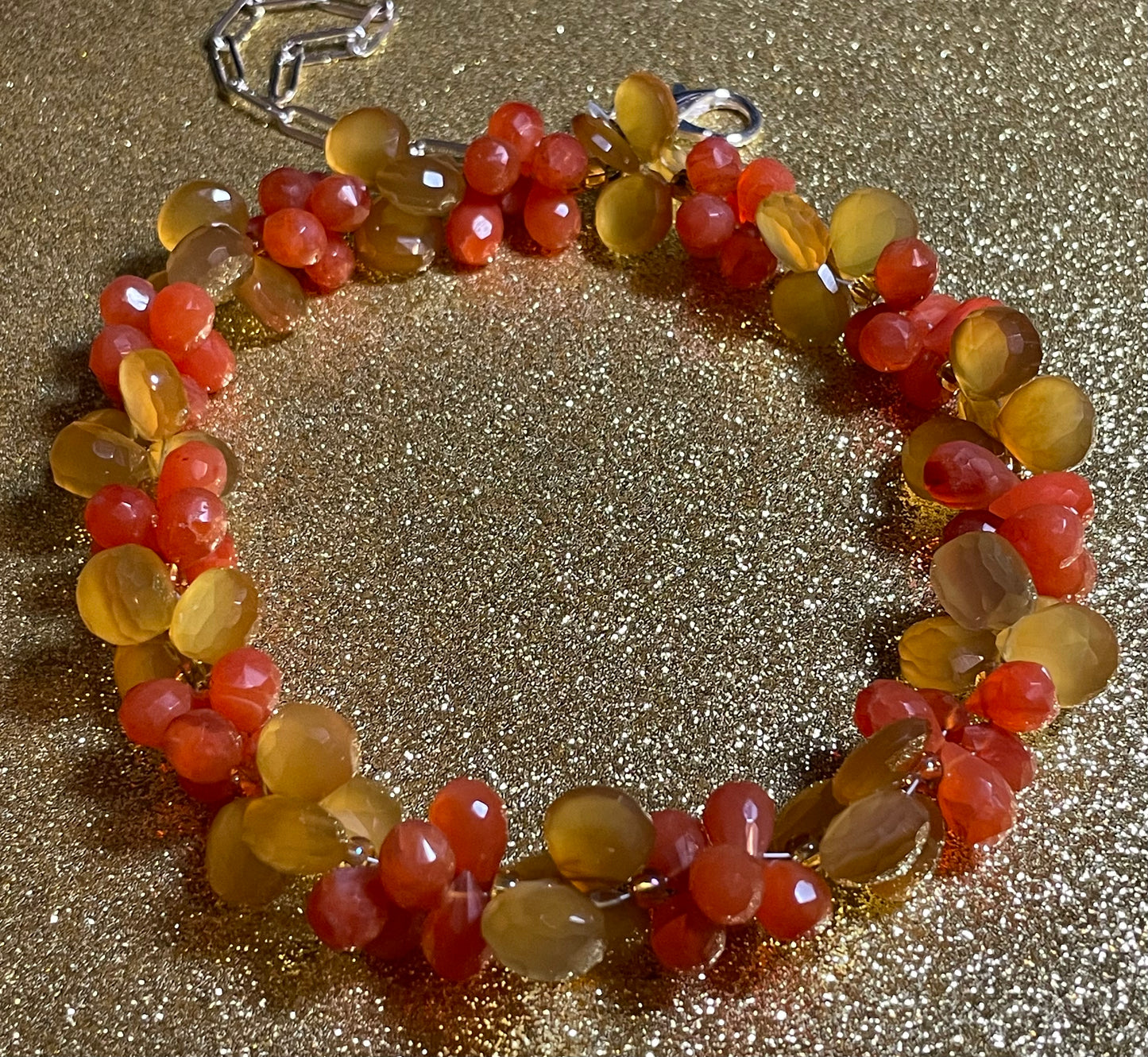 Orange Carnelian and Citrine Drop Necklace