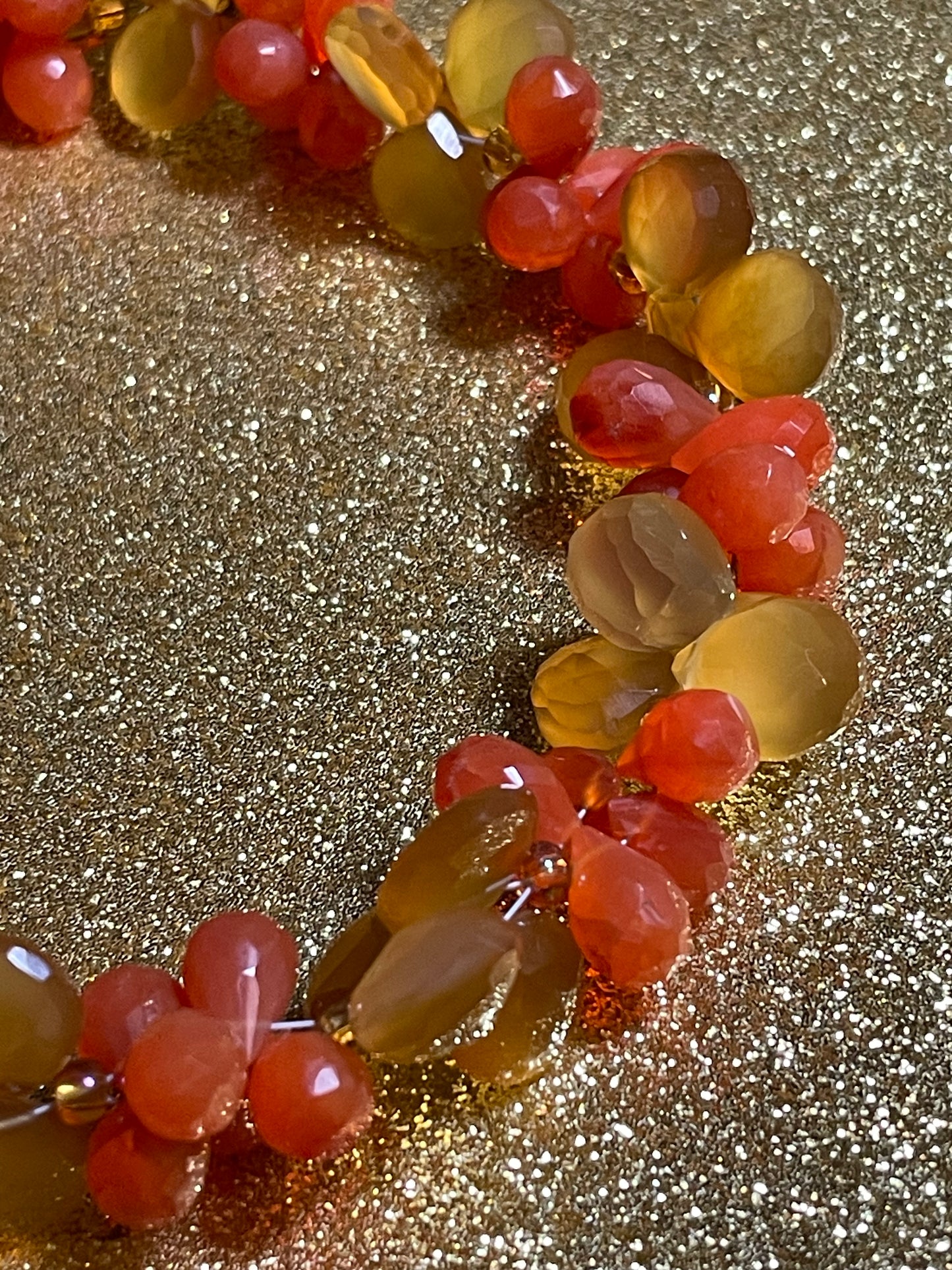 Orange Carnelian and Citrine Drop Necklace