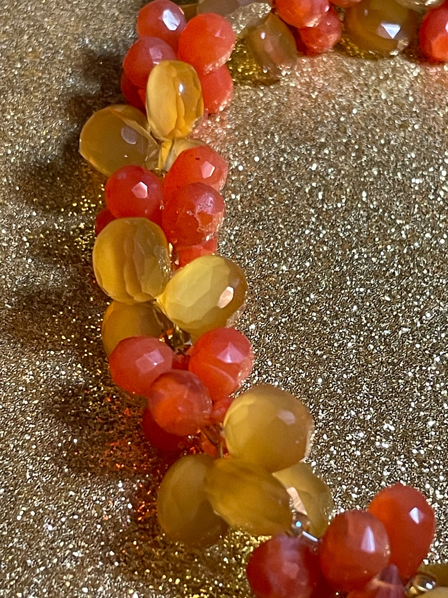 Orange Carnelian and Citrine Drop Necklace