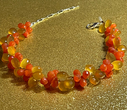 Orange Carnelian and Citrine Drop Necklace