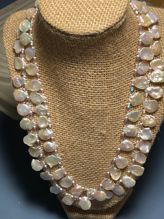 Petal Pearl Double Strand Necklace
