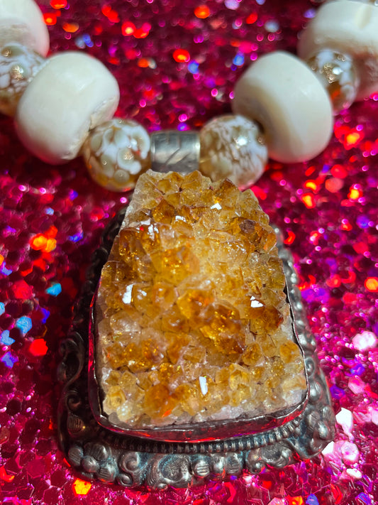 Citrine Druzy Statement Necklace
