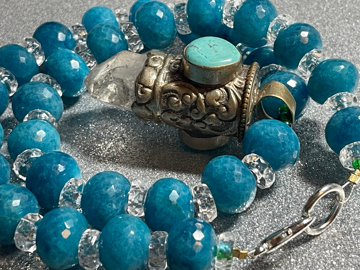 Quartz, Turquoise and Blue Apatite Statement Necklace