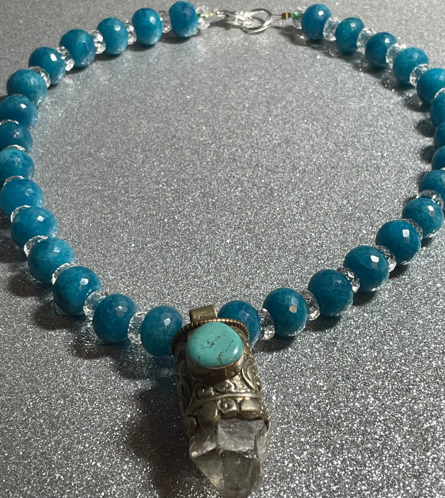 Quartz, Turquoise and Blue Apatite Statement Necklace