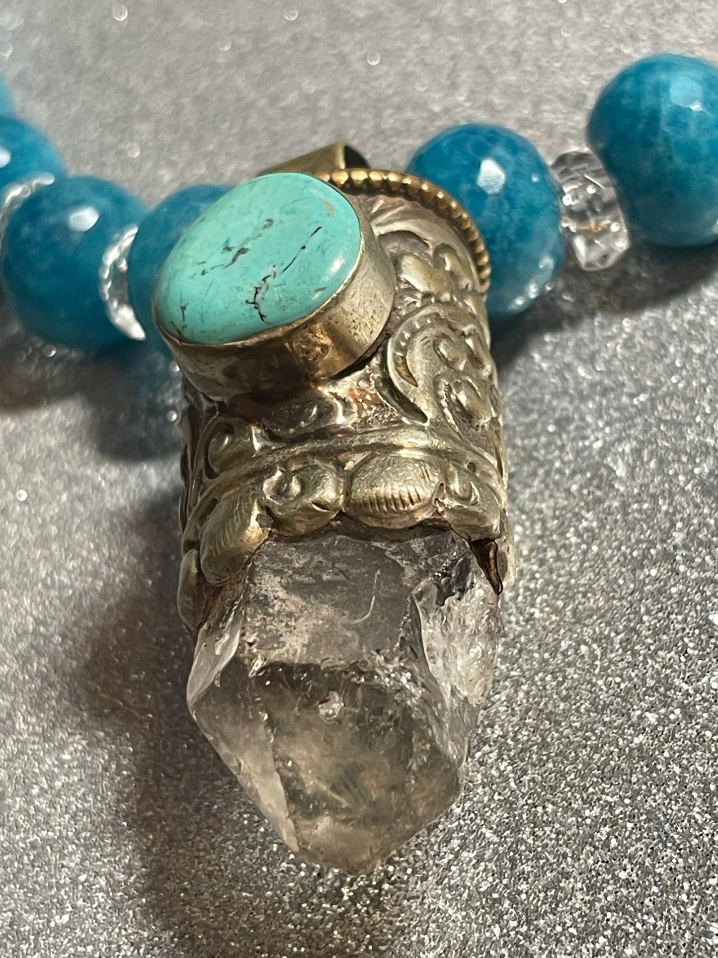 Quartz, Turquoise and Blue Apatite Statement Necklace