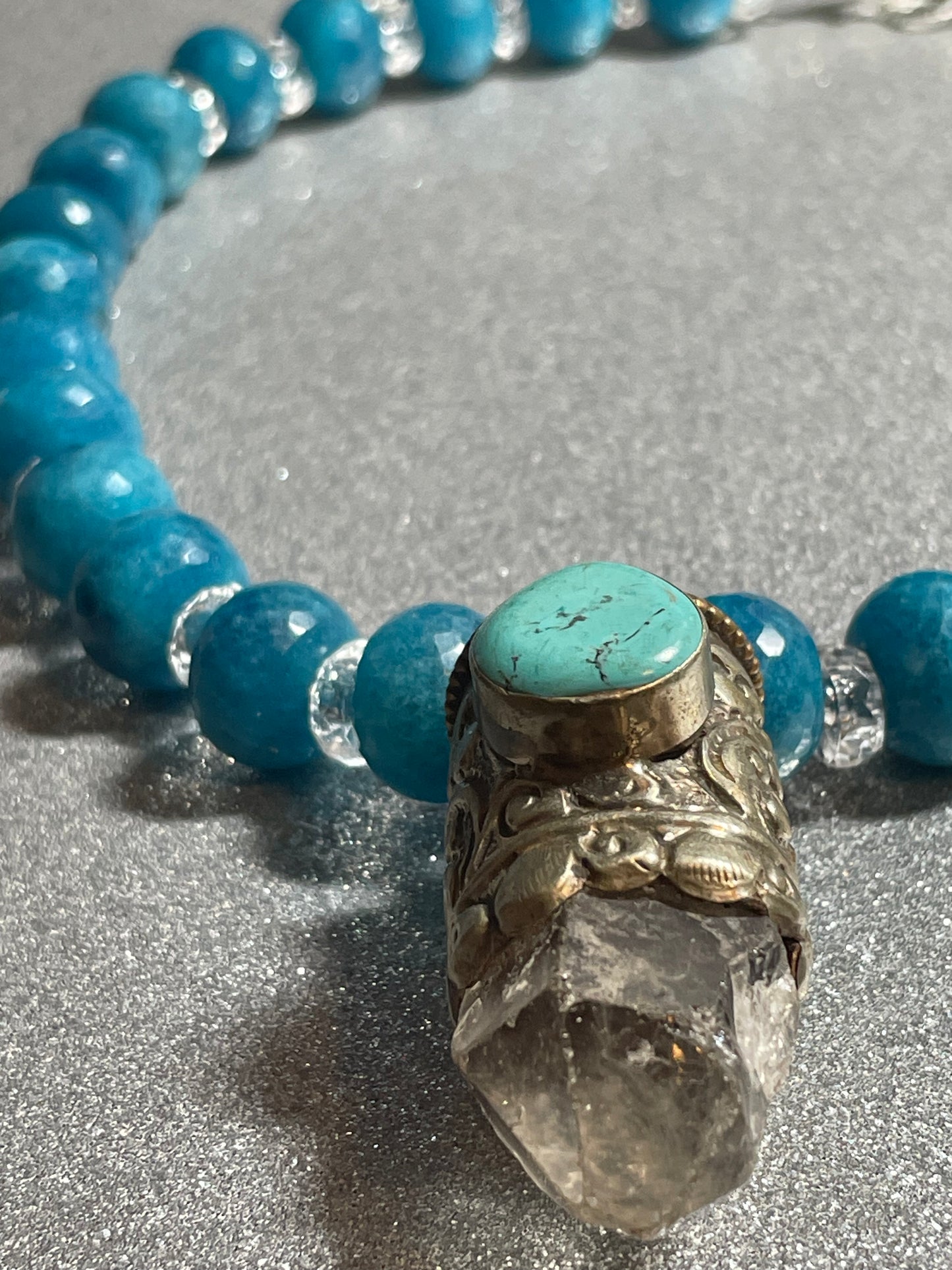 Quartz, Turquoise and Blue Apatite Statement Necklace