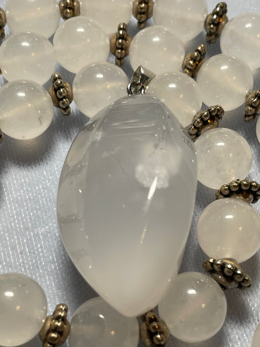 Pale Pink (looks white!) Rose Quartz Necklace