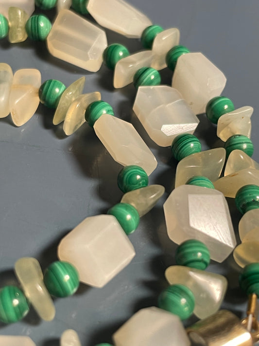 Malachite, Agate and Citrine Necklace