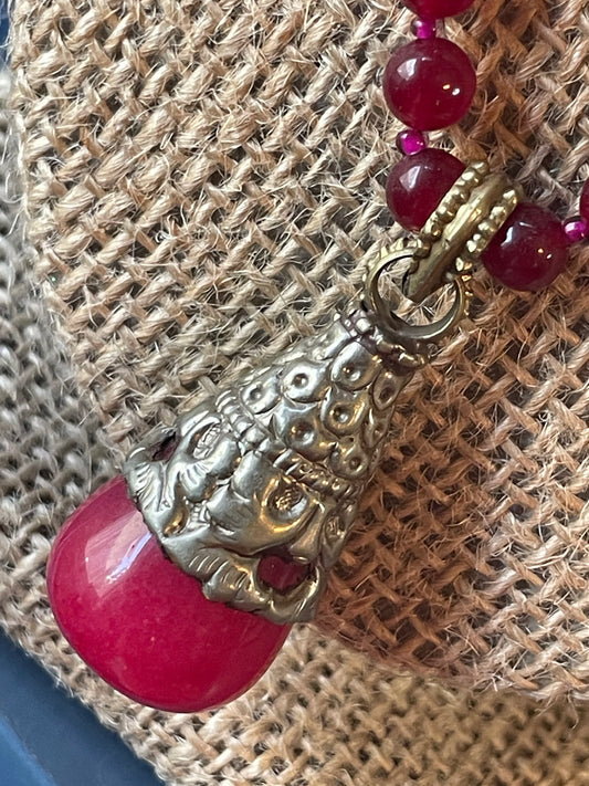 Magenta Tibetan Copal Resin Necklace