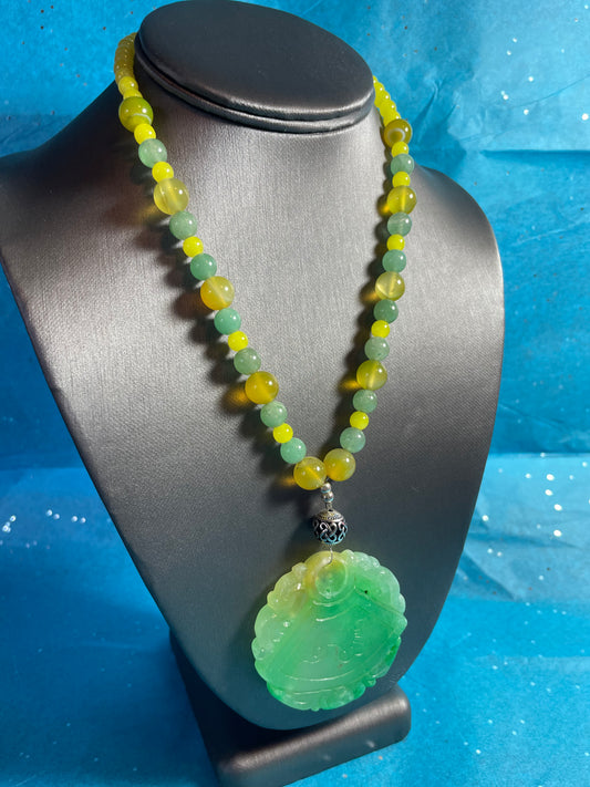 Viridescent Jade and Agate Necklace