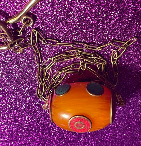 Tibetan Amber Pendant Necklace