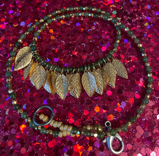 Jade and Leaf Necklace