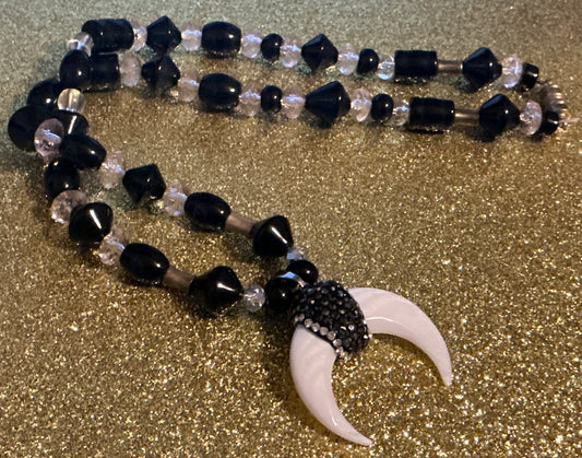 Mother of Pearl Crescent with Marcasite Necklace