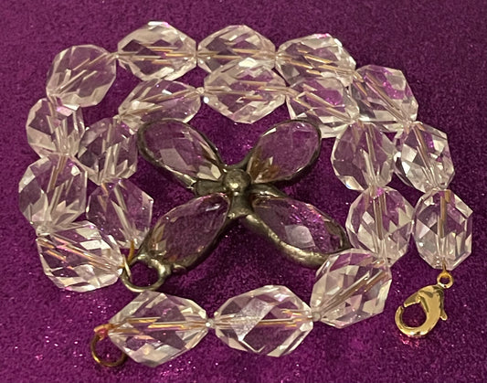 Swarovski Necklace with Glass Flower Pendant