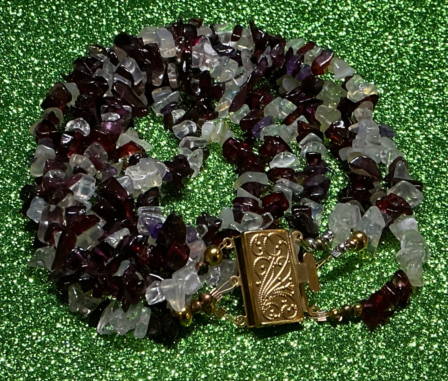 Triple Strand Semi Precious Necklace