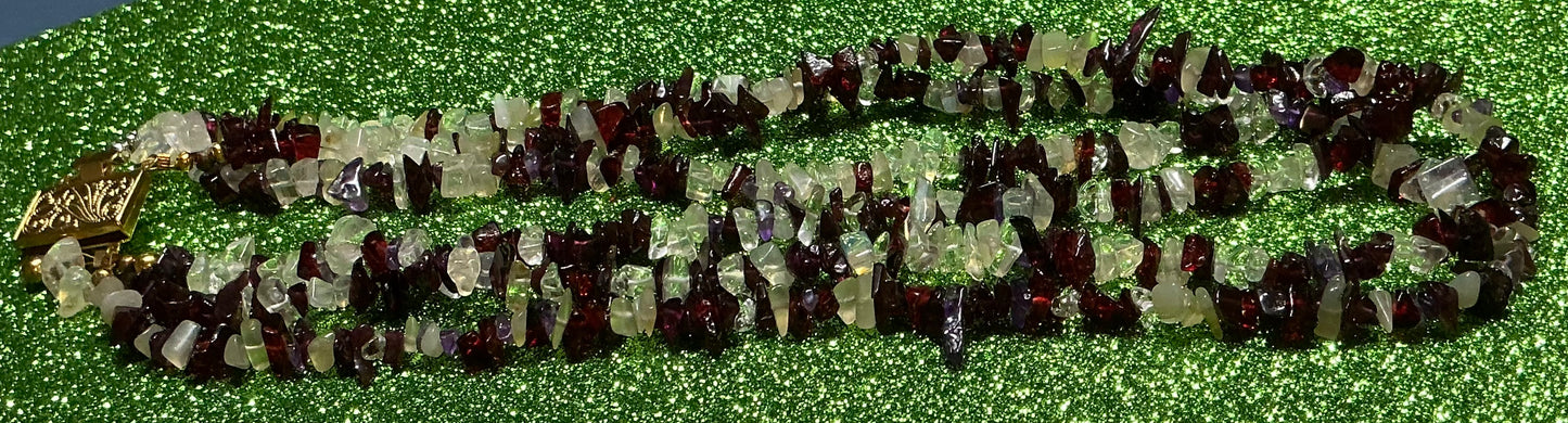 Triple Strand Semi Precious Necklace